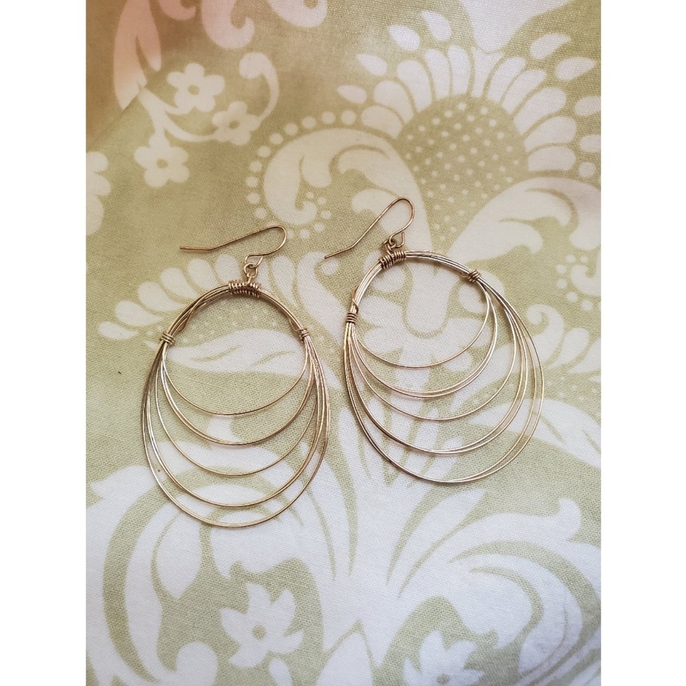Brass layered loop earrings